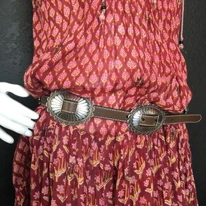 Vintage Nacona Concho Leather Belt Brown